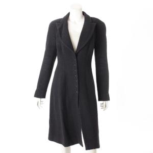 Chanel　02A フレア ロングコート P19731 ネイビー 40  51383