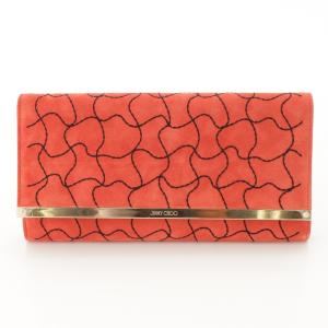 【ジミーチュウ】Jimmy Choo　ウェーブステッチ スエード クラッチバッグ レッド 【中古】【正規品保証】62950｜retrojp