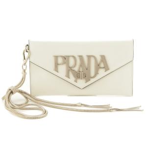 【プラダ】Prada　ターンロック式 パテント クラッチバッグ  ホワイト 【中古】【正規品保証】70632｜retrojp