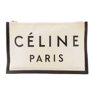 【セリーヌ】Celine　メイドインクラッチ バッグ ポーチ ブラック ホワイト 【中古】【正規品保証】88543｜retrojp