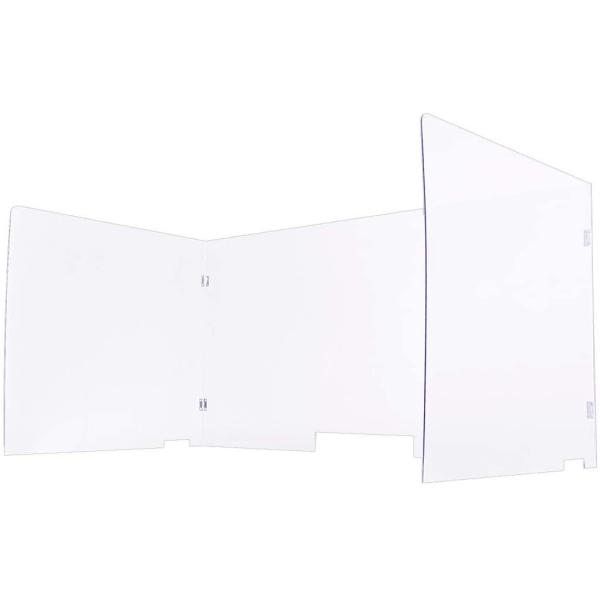 飛沫対策 3面デスクパーティション W120 x D70のオフィスデスク用 透明塩ビ3mm厚