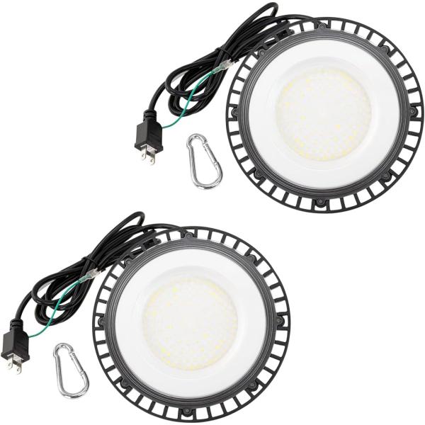 UFO型LEDハイベイライト 小型高天井照明 直径20cm 電源内蔵 AC100V 2ピンプラグ付2...