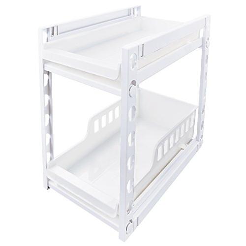 天馬Tenma ファビエ スライド式2段ラック 250浅深 ホワイト 8105