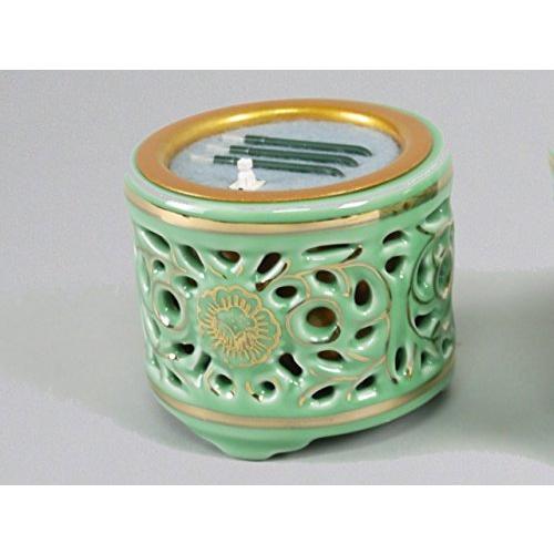 火を使わず安全な電子線香 仏具 LED電子線香 サンやすらぎ 寝かせ線香タイプ 透かし香炉 差金付 ...