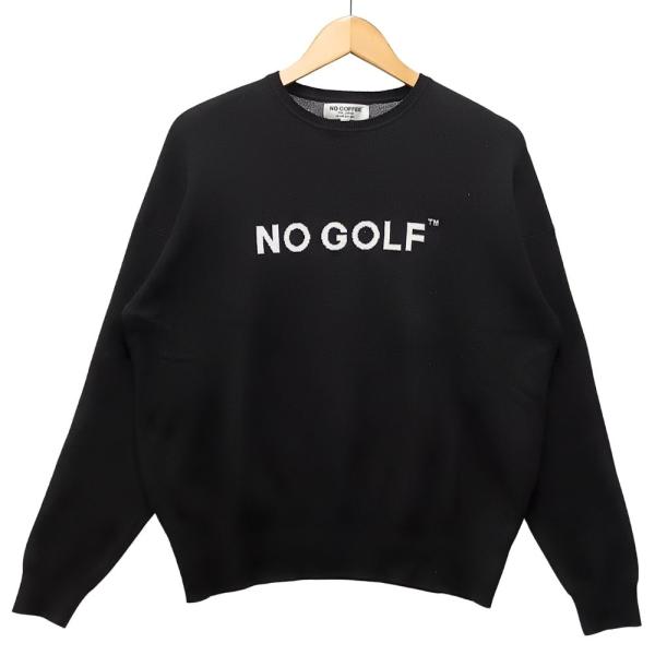 NO COFFEE Clubhaus NO GOLF コットン ニット セーター ブラック サイズS...