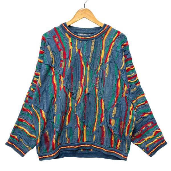 COOGI BLUES クージー 3D コットン ニット セーター コットン ブルー×イエロー サイ...