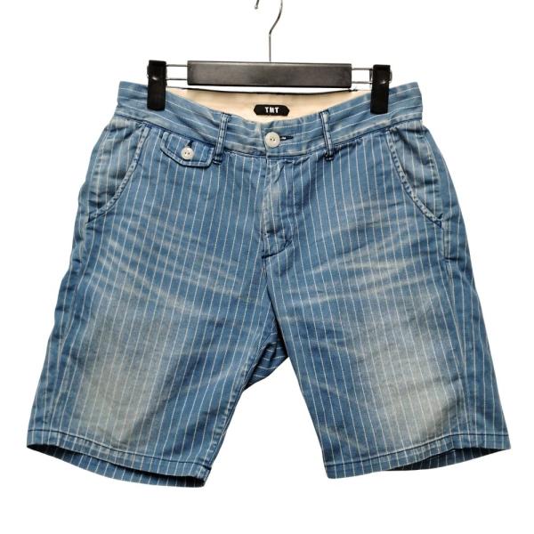 TMT ティーエムティー 加工 ウォバッシュ ストライプ ショーツ ショートパンツ ブルー系 サイズ...