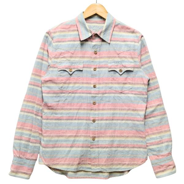 TMT ティーエムティー リネン混 ストライプ ボーダー シャツ 長袖 サイズS 正規品 / 530...