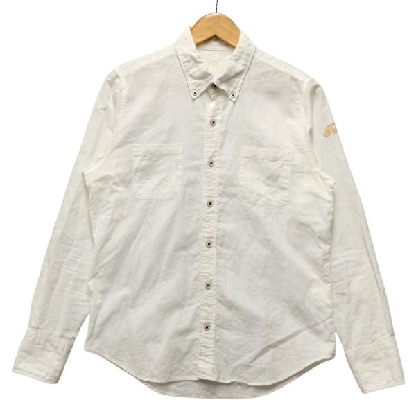 TMT ティーエムティー リネン混 ボタンダウン シャツ 半袖シャツ ホワイト サイズM 正規品 /...