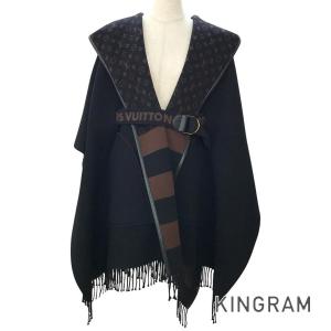 極美品 現行 ルイヴィトン ポンチョ ブラック系 フーデッドケープ モノグラム 中古・古着通販】LOUIS VUITTON (ルイ ヴィトン) モノグラム ウール