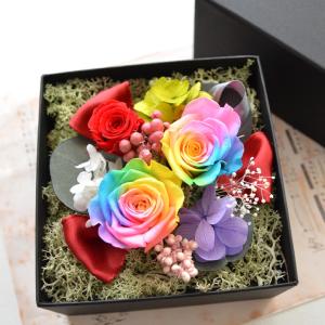 プリザーブドフラワー レインボー ガラスドーム 母の日 花 ギフト