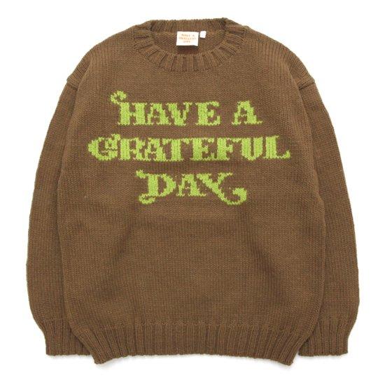 HAVE A GRATEFUL DAY ハブアグレイトフルデイ｜WOOL KNIT CREW (チェ...