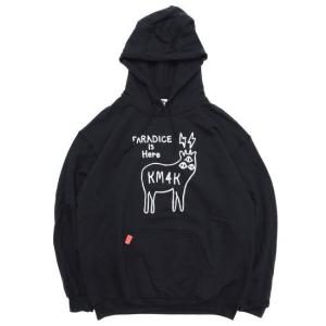KM4K カモシカ】HOOD DLX PARADICE IS HERE PARKA (ストーンブルー