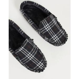 トーツ メンズ サンダル シューズ Totes moccasin slipper in gray check｜revida2