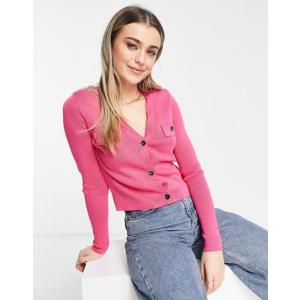 ニュールック レディース アウター ニット・セーター カーディガン New Look fine knit cardigan in pink｜revida2