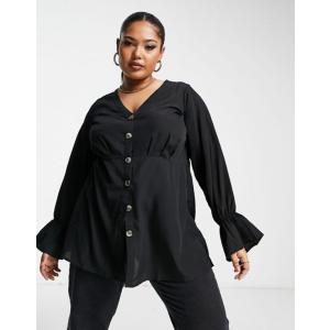 ユアーズ レディース ワンピース トップス Yours button through blouse in black｜revida2