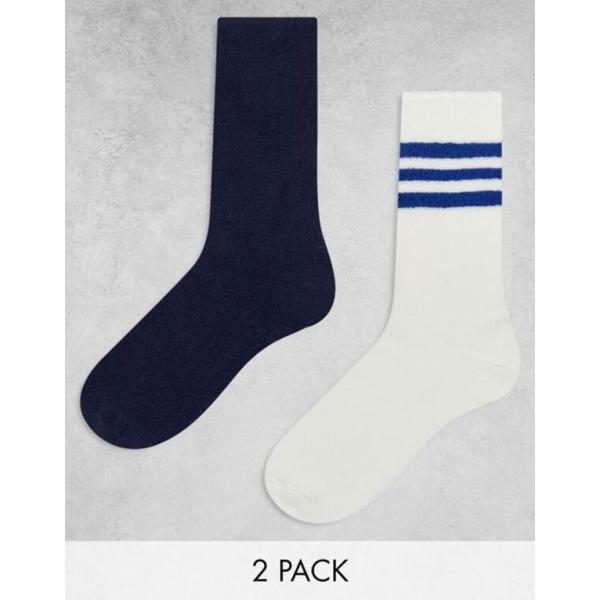 エイソス メンズ 靴下 アンダーウェア ASOS DESIGN 2 pack sock in tow...