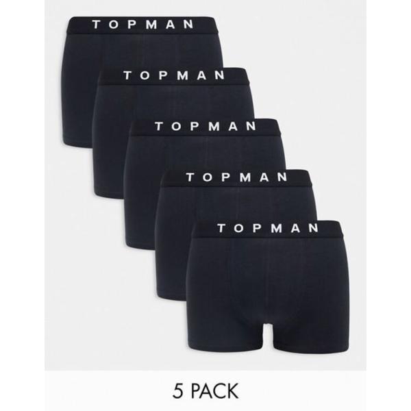トップマン メンズ トランクス アンダーウェア Topman 5 pack trunks in bl...