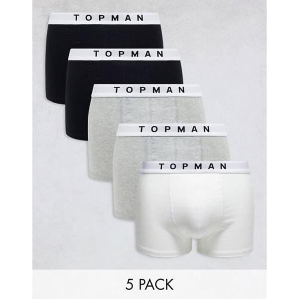 トップマン メンズ トランクス アンダーウェア Topman 5 pack trunks in bl...