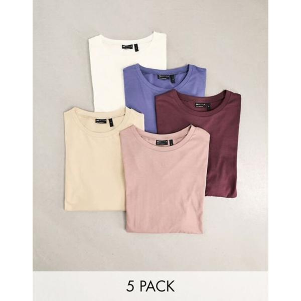 エイソス メンズ Tシャツ トップス ASOS DESIGN 5 pack long sleeve ...