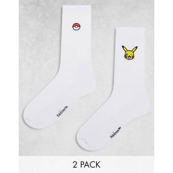 エイソス メンズ 靴下 アンダーウェア ASOS DESIGN 2 pack socks with ...