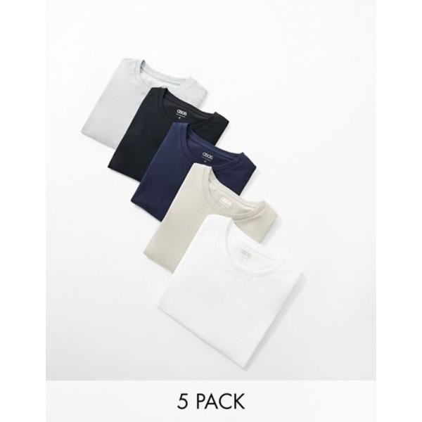 エイソス メンズ Tシャツ トップス ASOS DESIGN 5 pack muscle fit t...