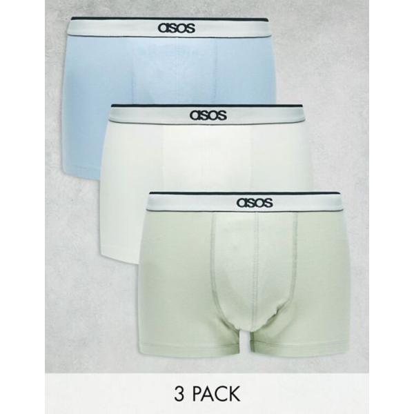 エイソス メンズ トランクス アンダーウェア ASOS DESIGN 3 pack trunks i...