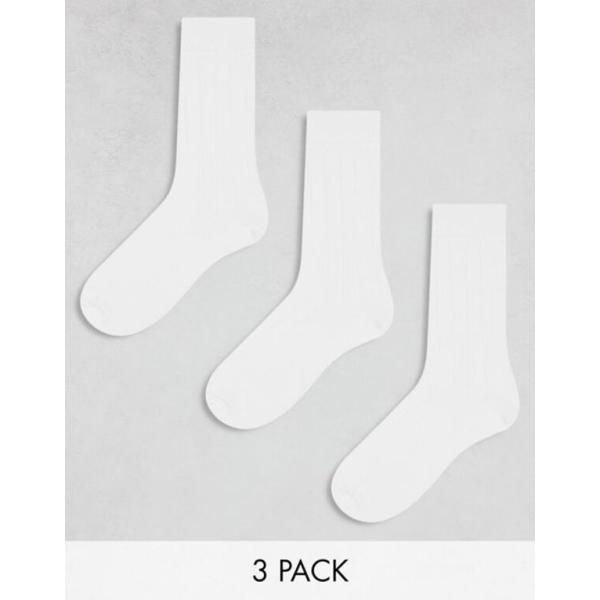 エイソス メンズ 靴下 アンダーウェア ASOS DESIGN 3 pack ribbed sock...