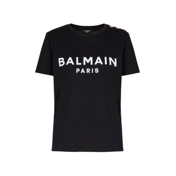 バルマン レディース Tシャツ Button-Embellished Logo T-Shirt トッ...