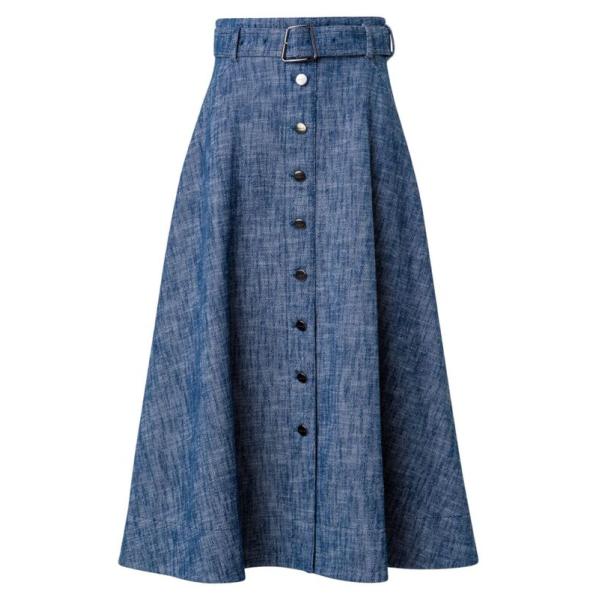 アクリス レディース スカート ボトムス Belted Cotton-Blend Midi-Skir...