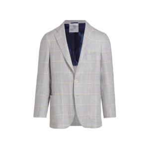 キートン メンズ ジャケット・ブルゾン アウター Cashmere-Linen Plaid Three-Button Sport Coat