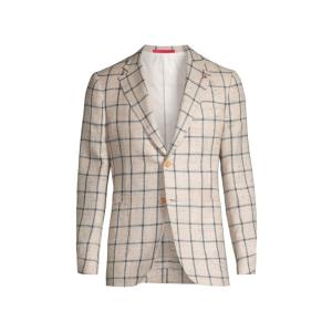 イザイア メンズ ジャケット・ブルゾン アウター Capri Windowpane Silk-Blend Two-Button Sport Coat