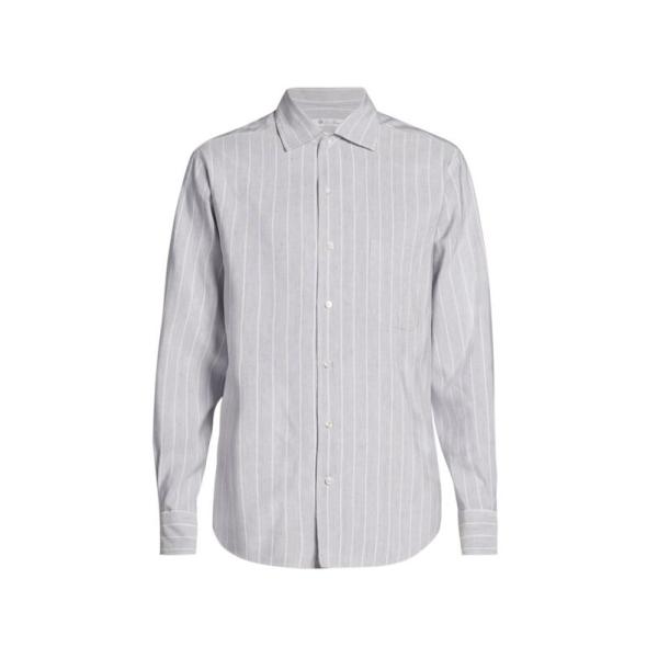 ロロピアーナ メンズ シャツ トップス Linen Striped Button-Up Shirt