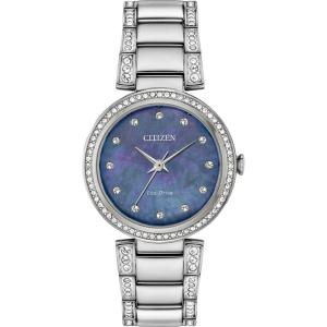 シチズン レディース 腕時計 アクセサリー Eco-Drive Women's Silhouette Stainless Steel & Crystal Bracelet Watch 28mm｜revida2