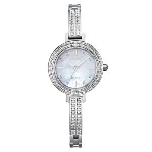 シチズン レディース 腕時計 アクセサリー Eco-Drive Women's Stainless Steel & Crystal Bangle Bracelet Watch 25mm｜revida2