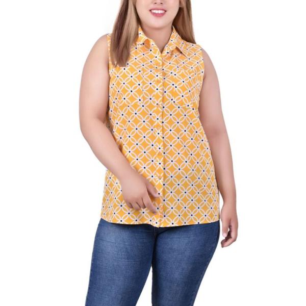 ニューヨークコレクション レディース トップス シャツ ブラウス Plus Size Sleevel...