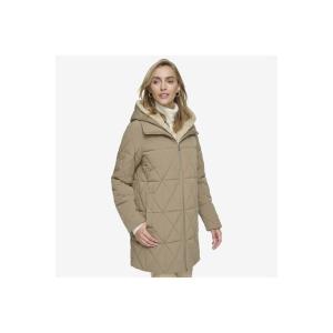 アンドリューマーク レディース コート アウター Islee Quilted Womens's Puffer Coat with popcorn sherpa trimming and Removable Hooded Bib