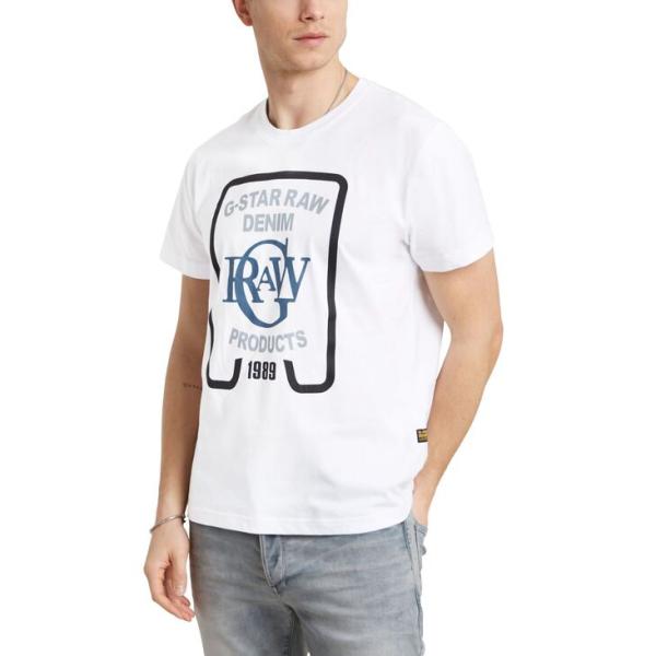 ジースター メンズ Tシャツ トップス Men&apos;s Straight-Fit Logo Graphi...