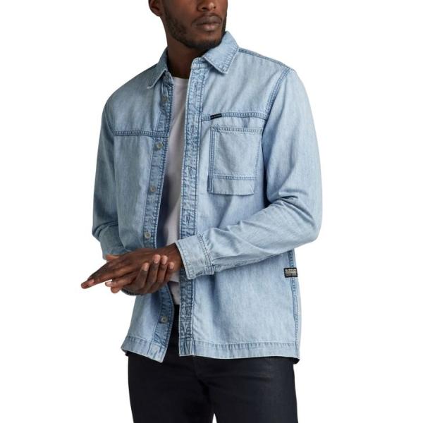 ジースター メンズ シャツ トップス Men&apos;s Straight Fit Sun Faded De...