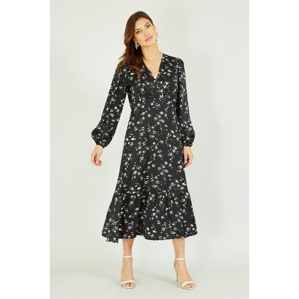 ユミキム レディース ワンピース トップス Black Pebble Print Midi Dres...