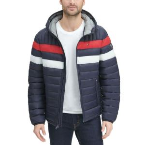 トミー ヒルフィガー メンズ ジャケット・ブルゾン アウター Men's Quilted Color Blocked Hooded Puffer Jacket