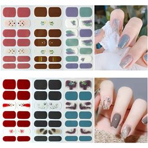 ALUBES ネイルシール 手用 6枚入り ネイルステッカー 手の爪 3Dネイルシール ネイルデザイン ネイルアート ジェルネイル 花 可愛い レディース 初心者