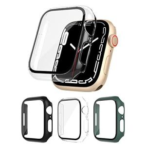 Wiki VALLEY 対応 Watch Series7用 ケース 45mm アップルウォッチ保護カバー 超薄型PC素材 強化ガラスフィ