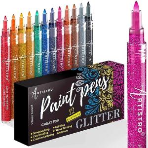 Glitter Paint Pens グリッター ペイントペン ロックペインティング 布 生地 木 ...