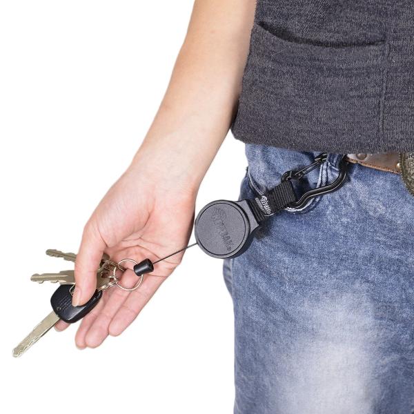 KEY-BAK カラビナ 巻取り式 キーホルダー  キーリール アクセサリー ポリエステルコード キ...