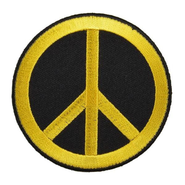 ミリタリーパッチ ピースマーク アイロンシート付 [ ブラック&amp;イエロー ] ミリタリーワッペン ア...