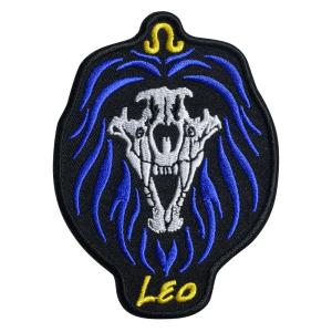Ivamis Trading パッチ LEO SKULL 黄道十二星座パッチ 獅子座 ツイル生地 P5475 バイカーワッペン