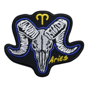 Ivamis Trading パッチ ARIES SKULL 黄道十二星座パッチ 牡羊座 ツイル生地 P5479