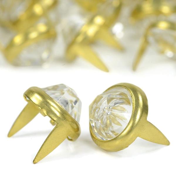 ラウンドスタッズ ハンドクラフト材 ストーン付 12mm クリア シャープトップ スタッド シャープ...