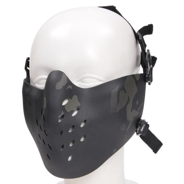 ハーフフェイスガード BRAVE WARRIOR ヘルメット装着アダプター付 [ マルチカムブラック...